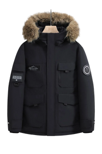 SaneShoppe-Waterproof Winter Down Jacket with Hood, Fur Collar - Men/Women Warm Coat