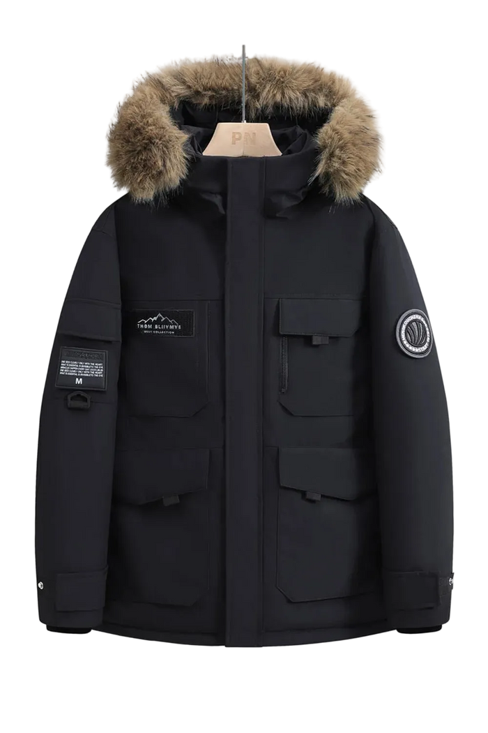 SaneShoppe-Waterproof Winter Down Jacket with Hood, Fur Collar - Men/Women Warm Coat