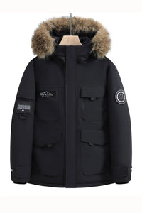 SaneShoppe-Men's Stylish Waterproof Winter Jackets with Hoods and Leather Collars