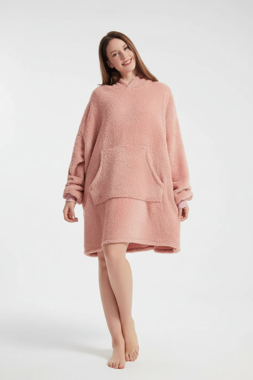 SaneShoppe - Winter Double - Faced Fleece Hoodie Blanket with Large Pocket, Cozy Couple Sweatshirts