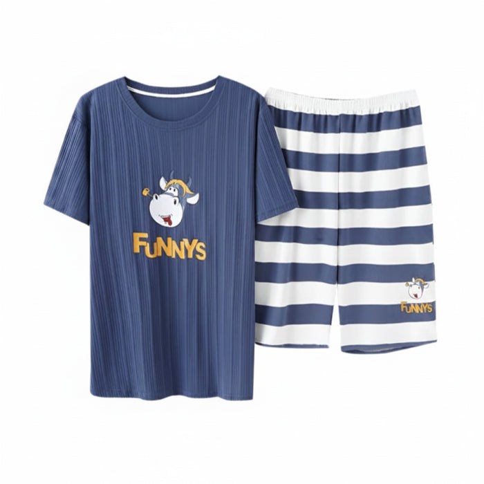 SaneShoppe - Soft Cotton Cartoon Print Men's Pajama Set - L - 3XL