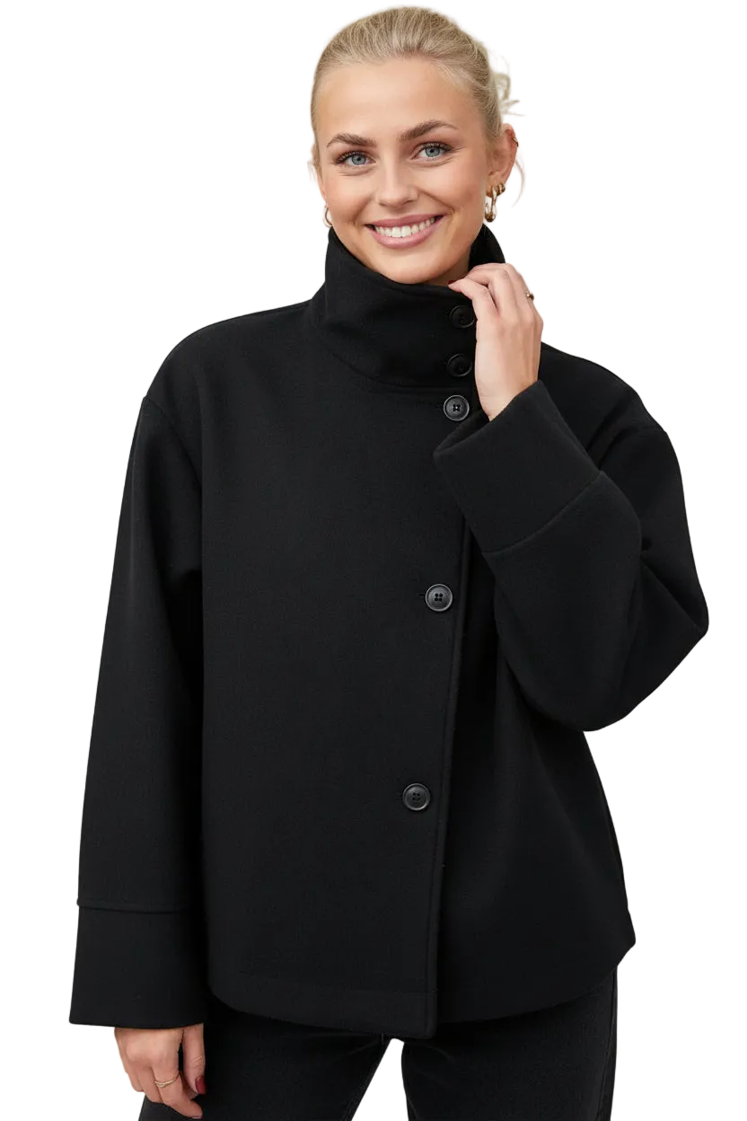 SaneShoppe - Street Women's Short Woolen Coat Stand Collar Single Breasted Long Sleeve Pockets Jacket 2025 Autumn Lady Casual Commute Outwear