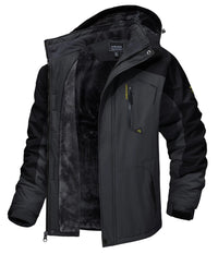 SaneShoppe - TACVASEN Fleece Lining Mountain Jackets Mens Hiking Jackets Outdoor Removable Hooded Coats Ski Snowboard Parka Winter Outwear