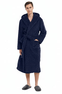 SaneShoppe - Cozy Jacquard Hooded Couple Robe for Fall/Winter
