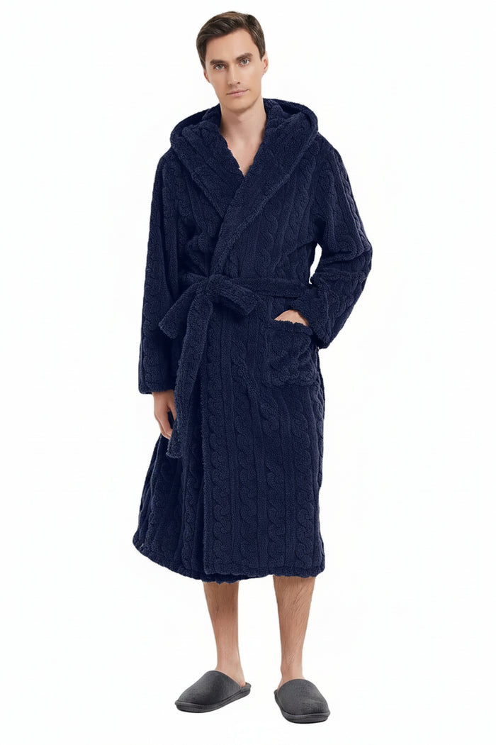 SaneShoppe - Cozy Jacquard Hooded Couple Robe for Fall/Winter
