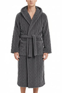 SaneShoppe - Cozy Jacquard Hooded Couple Robe for Fall/Winter