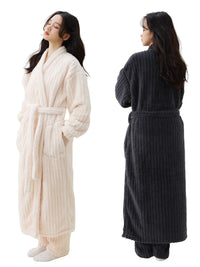 SaneShoppe - Luxurious Winter Plaid Robe Set - Women's Coral Fleece Home Clothes