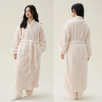 SaneShoppe - Luxurious Winter Plaid Robe Set - Women's Coral Fleece Home Clothes
