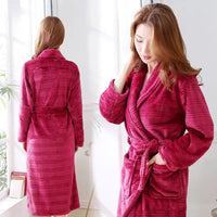 SaneShoppe Fleece Bathrobe Dressing Gown Women Robe Cozy Night Sleepwear Plus Size