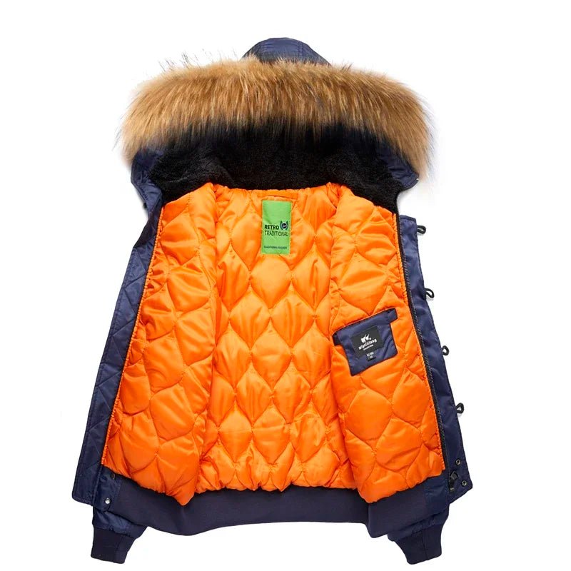 SaneShoppe-Men's Winter Military Pilot Jacket with Fur Collar and Hooded Parka