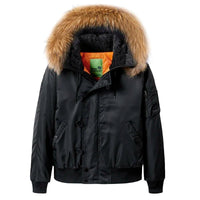 SaneShoppe-Men's Winter Military Pilot Jacket with Fur Collar and Hooded Parka