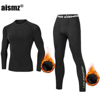 SaneShoppe Winter Thermal Underwear Men Compression Fitness Fleece Man Sport First Layer Underwear Set Second Thermal Men's Skin Long Johns