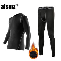 SaneShoppe - Winter Thermal Underwear Men Compression Fitness Fleece Man Sport First Layer Underwear Set Second Thermal Men's Skin Long Johns