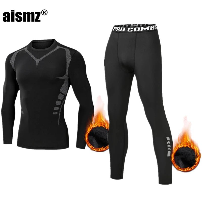 SaneShoppe Winter Thermal Underwear Men Compression Fitness Fleece Man Sport First Layer Underwear Set Second Thermal Men's Skin Long Johns