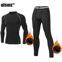 SaneShoppe - Winter Thermal Underwear Men Compression Fitness Fleece Man Sport First Layer Underwear Set Second Thermal Men's Skin Long Johns