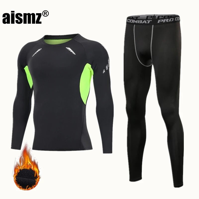SaneShoppe - Winter Thermal Underwear Men Compression Fitness Fleece Man Sport First Layer Underwear Set Second Thermal Men's Skin Long Johns