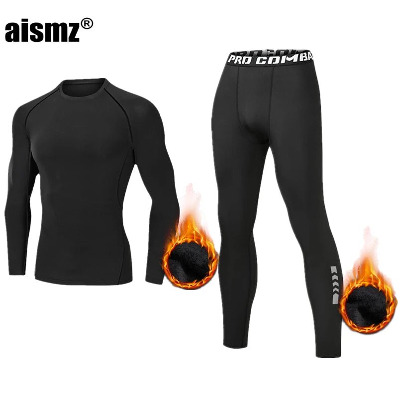 SaneShoppe Winter Thermal Underwear Men Compression Fitness Fleece Man Sport First Layer Underwear Set Second Thermal Men's Skin Long Johns