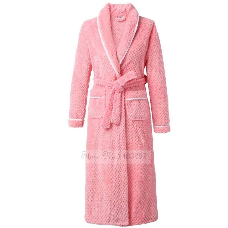 SaneShoppe-Long Robe Warm Men's Bathrobe Gown Large Size Loose Coral Fleece 4XL