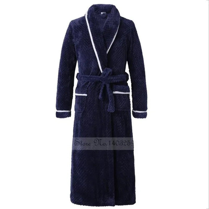 SaneShoppe-Long Robe Warm Men's Bathrobe Gown Large Size Loose Coral Fleece 4XL