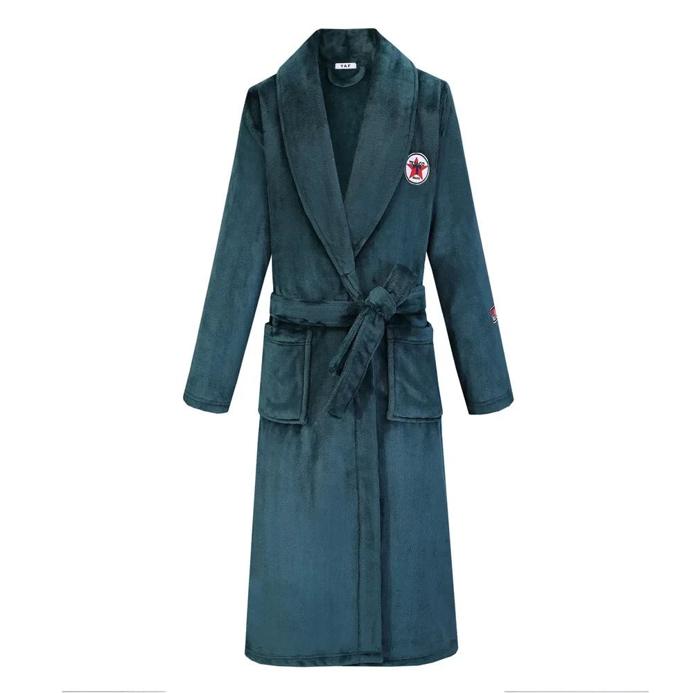 SaneShoppe-Long Robe Warm Men's Bathrobe Gown Large Size Loose Coral Fleece 4XL