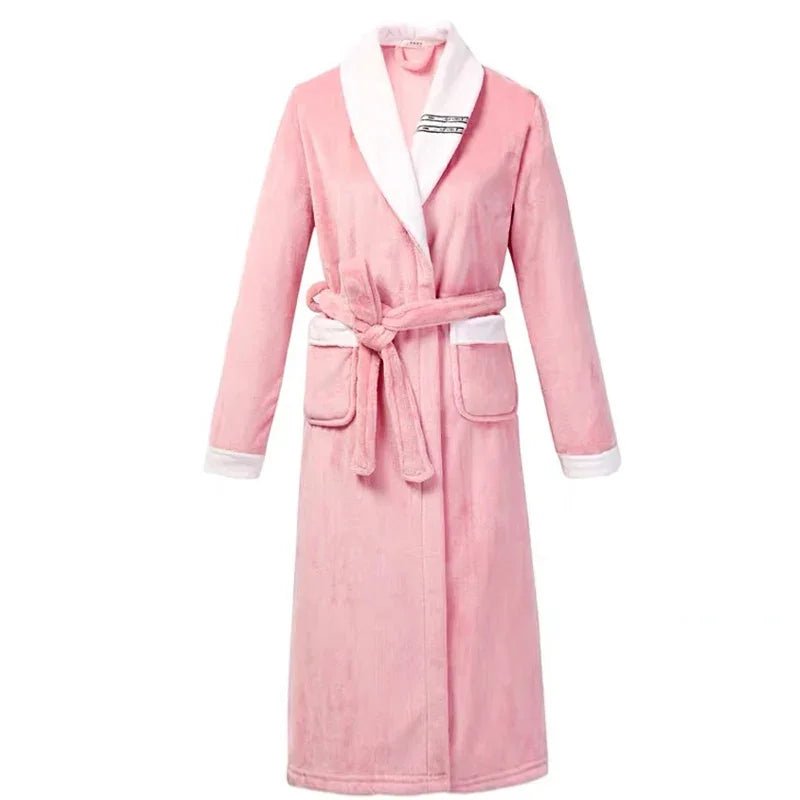 SaneShoppe-Long Robe Warm Men's Bathrobe Gown Large Size Loose Coral Fleece 4XL