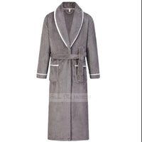 SaneShoppe-Long Robe Warm Men's Bathrobe Gown Large Size Loose Coral Fleece 4XL
