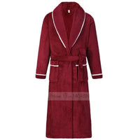 SaneShoppe-Long Robe Warm Men's Bathrobe Gown Large Size Loose Coral Fleece 4XL