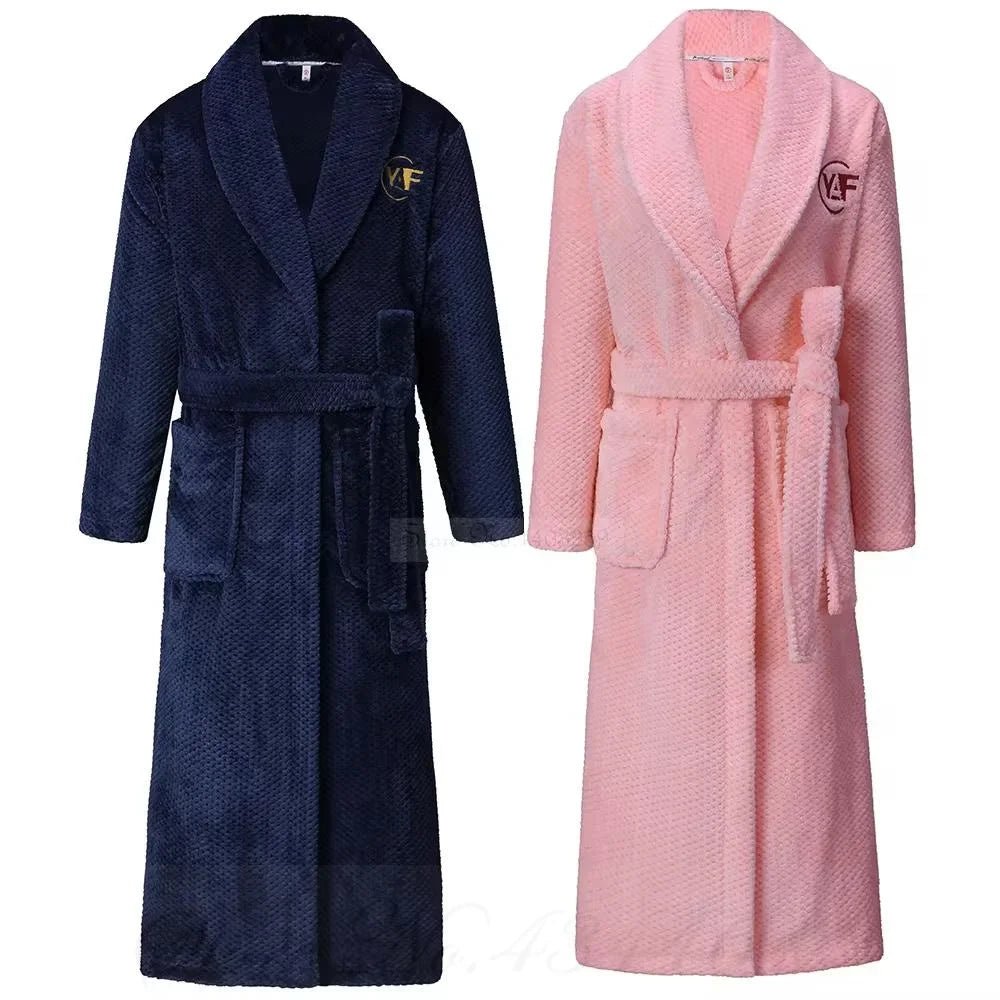 SaneShoppe-Long Robe Warm Men's Bathrobe Gown Large Size Loose Coral Fleece 4XL