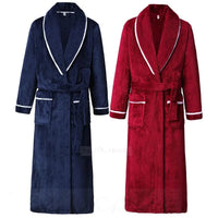 SaneShoppe-Long Robe Warm Men's Bathrobe Gown Large Size Loose Coral Fleece 4XL