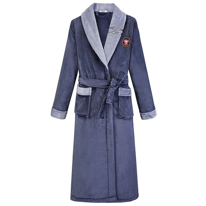 SaneShoppe-Long Robe Warm Men's Bathrobe Gown Large Size Loose Coral Fleece 4XL