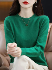 SaneShoppe Women 100% Merino Wool Sweater O - Neck Long Sleeve Cashmere Knitwear Pullover Aliselect Fashion Autumn Winter Clothing Tops Women 100% Merino Wool Sweater O - Neck Long Sleeve Cashmere Knitwear Pullover Aliselect Fashion Autumn Winter Clothing Tops