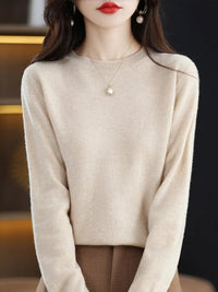 SaneShoppe - Women 100% Merino Wool Sweater O - Neck Long Sleeve Cashmere Knitwear Pullover Aliselect Fashion Autumn Winter Clothing Tops