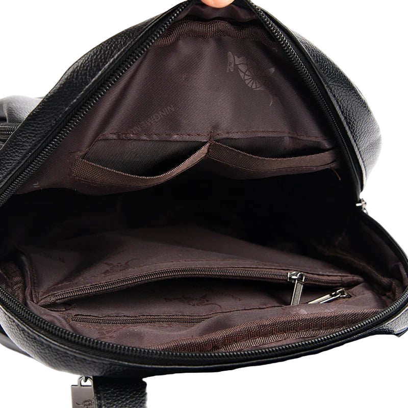 SaneShoppe - Women Large Capacity Backpack High Quality Leather Female Vintage Bag School Bags Travel Bagpack Ladies Bookbag Rucksack Purses