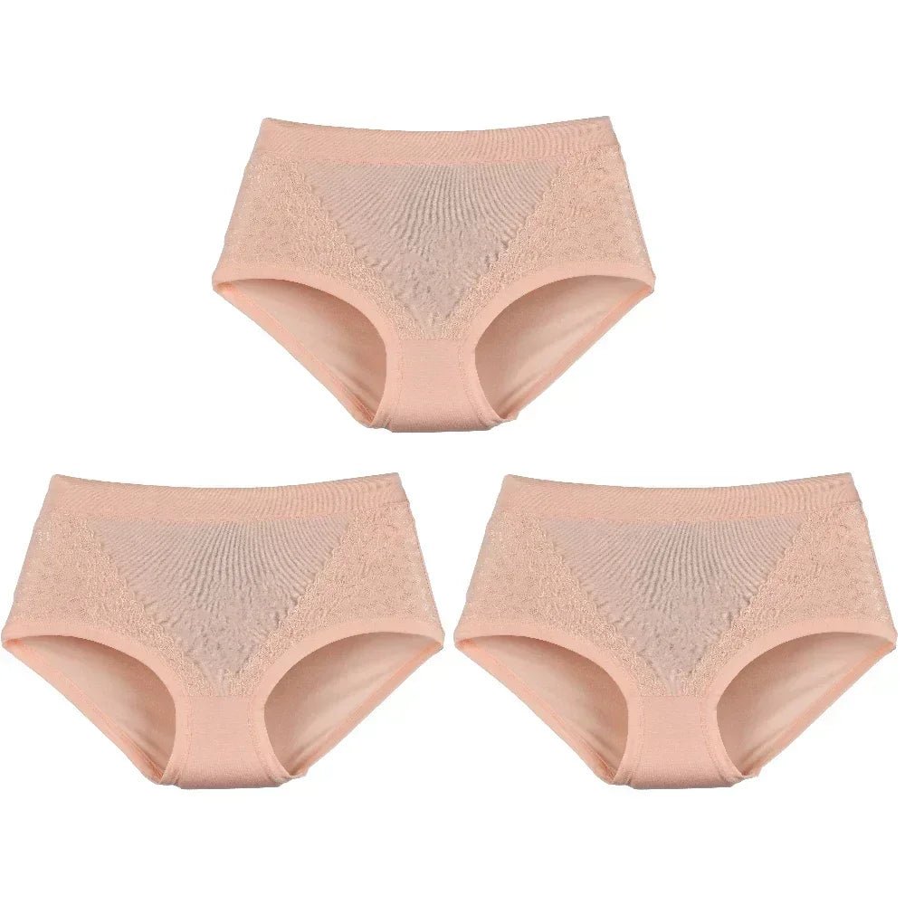 SaneShoppe Women's High Waist Lace Briefs - 3 - Pack, Plus Size, Modal Fabric Women's High Waist Lace Briefs - 3 - Pack, Plus Size, Modal Fabric