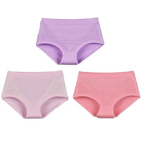 SaneShoppe Women's High Waist Lace Briefs - 3 - Pack, Plus Size, Modal Fabric