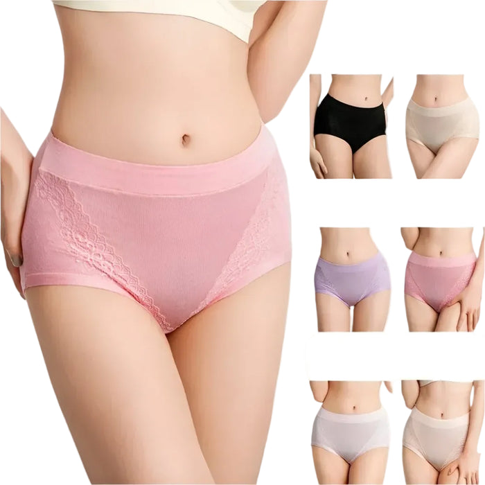 SaneShoppe - Women's High Waist Lace Briefs - 3 - Pack, Plus Size, Modal Fabric