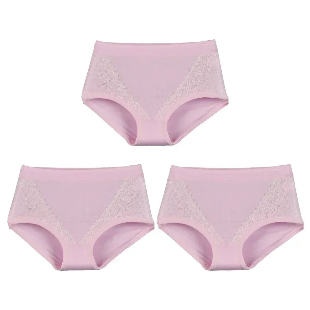 SaneShoppe Women's High Waist Lace Briefs - 3 - Pack, Plus Size, Modal Fabric