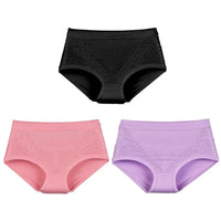 SaneShoppe - Women's High Waist Lace Briefs - 3 - Pack, Plus Size, Modal Fabric