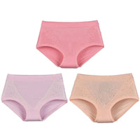 SaneShoppe - Women's High Waist Lace Briefs - 3 - Pack, Plus Size, Modal Fabric