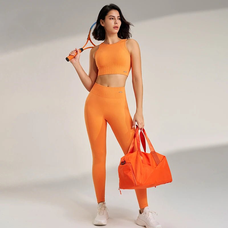 SaneShoppeWomen's High - Waisted Yoga Leggings and Top: A Seamless Two - Piece Fitness OutfitSaneShoppe