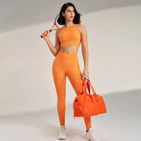 SaneShoppeWomen's High - Waisted Yoga Leggings and Top: A Seamless Two - Piece Fitness OutfitSaneShoppe