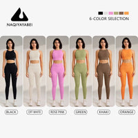 SaneShoppe - Women's High - Waisted Yoga Leggings and Top: A Seamless Two - Piece Fitness Outfit
