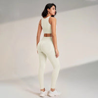 SaneShoppe - Women's High - Waisted Yoga Leggings and Top: A Seamless Two - Piece Fitness Outfit
