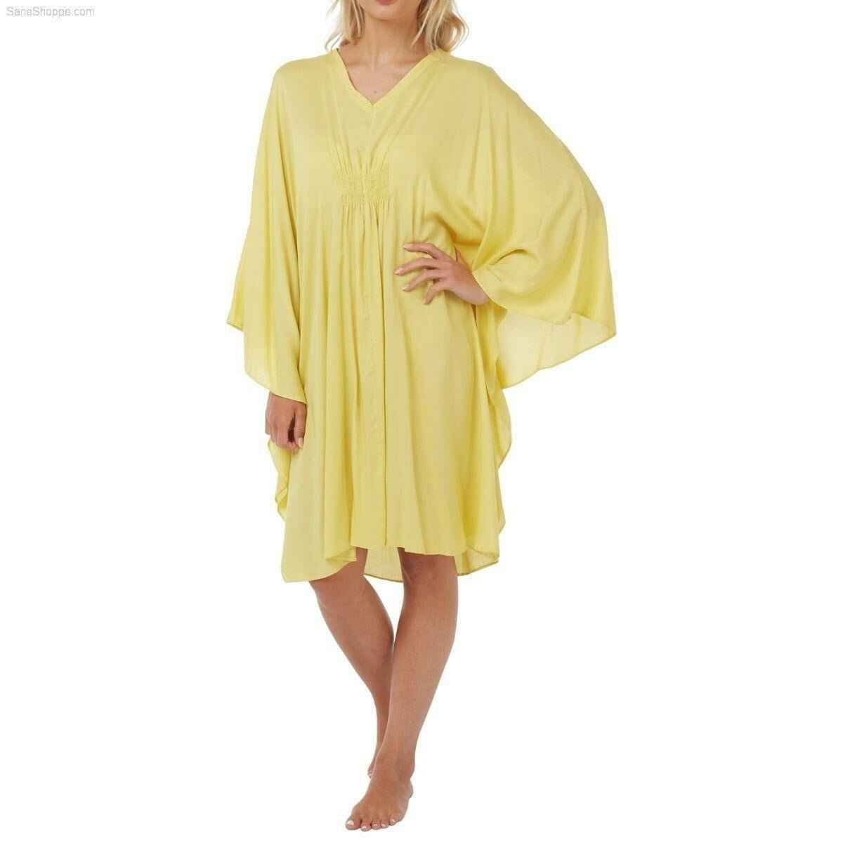 Women’s Cotton Kaftan Lounger One Size Lemon Yellow