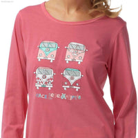 Women's Pyjamas Long Sleeved Loungewear Nightwear in blue and coral - SaneShoppe